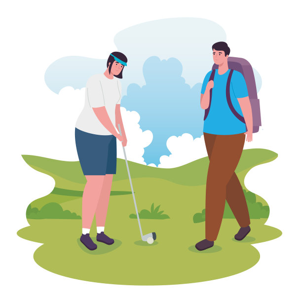 女人和男人拿着包在打高尔夫图片下载
