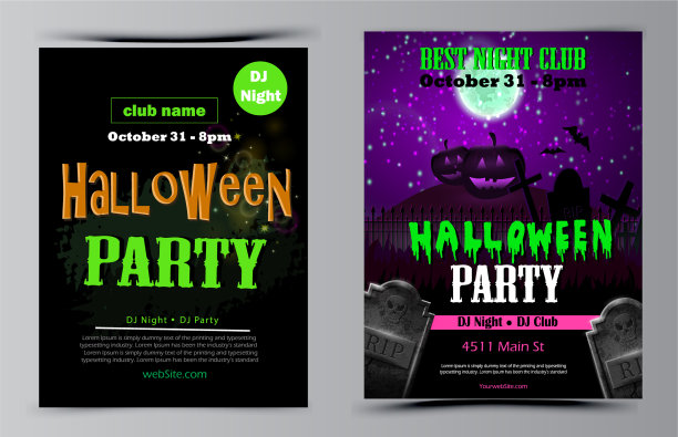万圣节派对传单套装图片下载