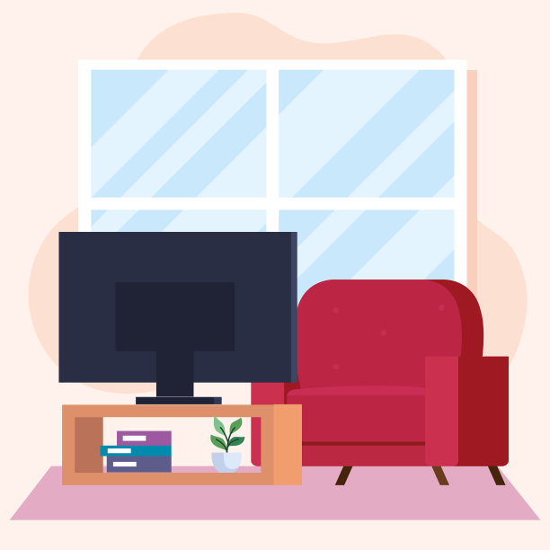 有电视和窗户设计的家庭椅子图片下载