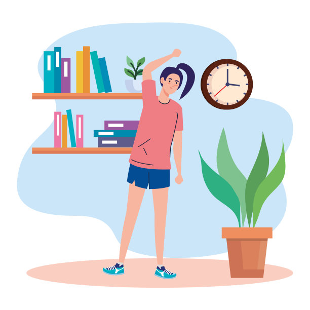 女人伸展在家里的设计图片下载