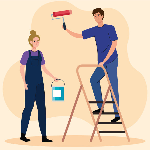 女人和男人的卡通画用滚桶图片下载