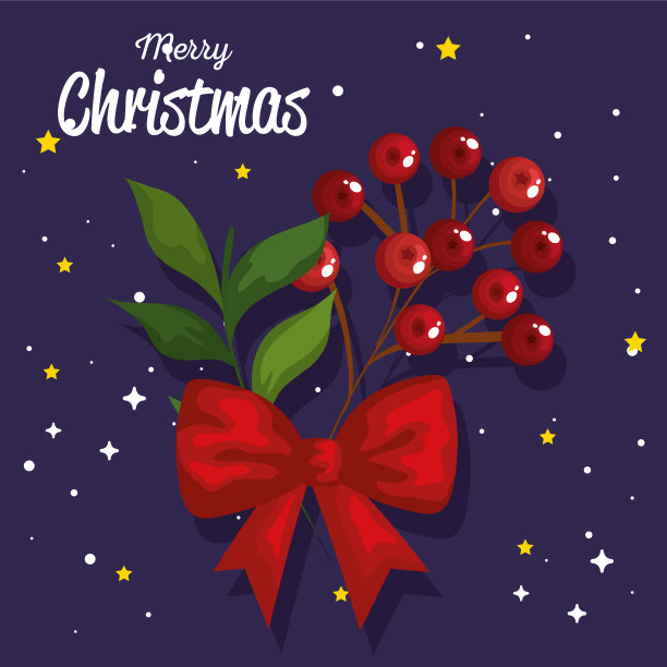 圣诞蝴蝶结丝带和冬青浆果横幅图片下载