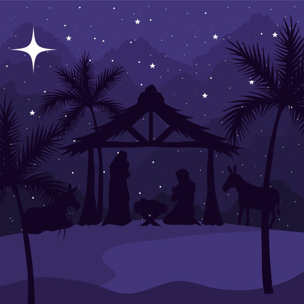 马利亚·约瑟骑着紫色的驴图片下载