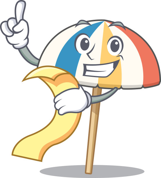 卡通人物沙滩撑伞菜单图片下载