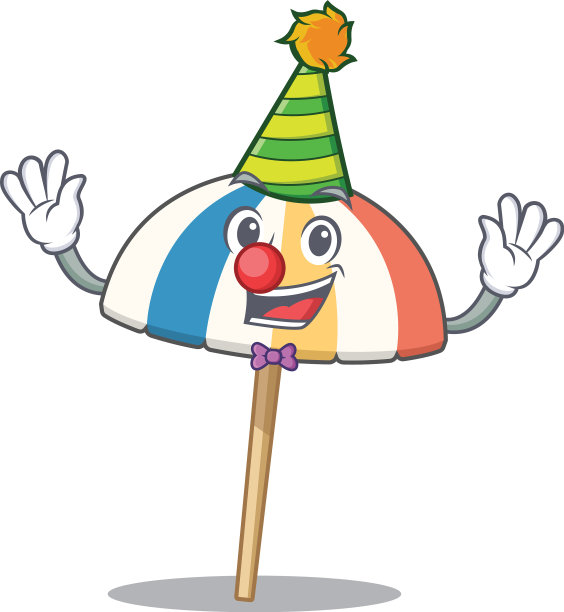 可爱有趣的小丑沙滩伞卡通图片下载