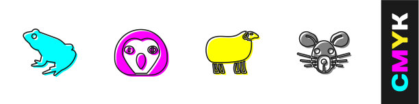 设置青蛙猫头鹰鸟羊和老鼠头的图标图片下载