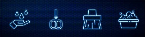 摆线手把扫帚用肥皂洗手图片下载