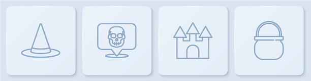 设线女巫帽城堡骷髅和万圣节图片下载