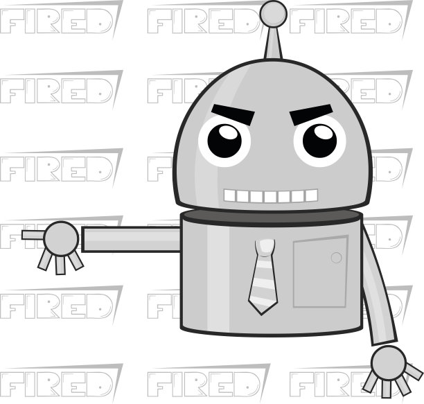 矢量插图表情符号卡通机器人解雇员工图片下载