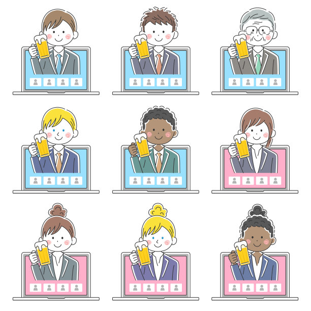 在线喝酒聚会。图片下载