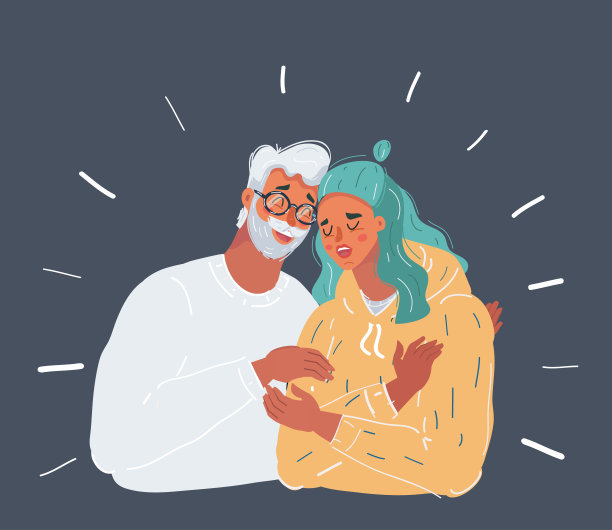 父亲和十几岁的女儿头在他的肩膀分享一些有趣的手机图片下载