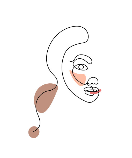 抽象面一线描。肖像简约风格。细一行画抽象脸。一条线画抽象的面。现代连续线条艺术图片下载