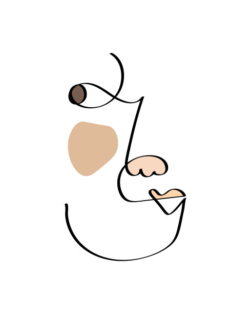 抽象面单线画。肖像简约风格。细一条线画抽象的脸。一条线画出抽象的面孔。现代连续线条艺术图片下载