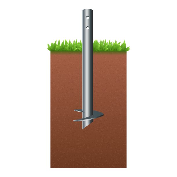 矢量插图钢螺钉圆桩孤立在白色背景。现实的基础桩图标在平面卡通风格。建筑基础的建筑材料。图片下载