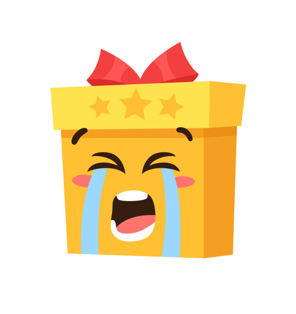 手绘圣诞表情符号礼盒在白色的背景。有创意的平面艺术。实际矢量绘图装饰。卡通人物表情符号图片下载