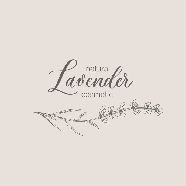 薰衣草标志和分支。手工绘制的婚礼药草，植物和字母的邀请，保存日期，卡片设计。植物乡村时尚绿色矢量插图。图片下载