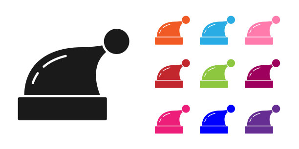 黑色圣诞节圣诞老人帽图标图片下载