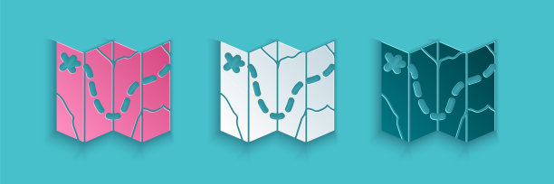 剪纸高尔夫球场布局图标孤立在蓝色背景。纸艺术风格。向量图片下载