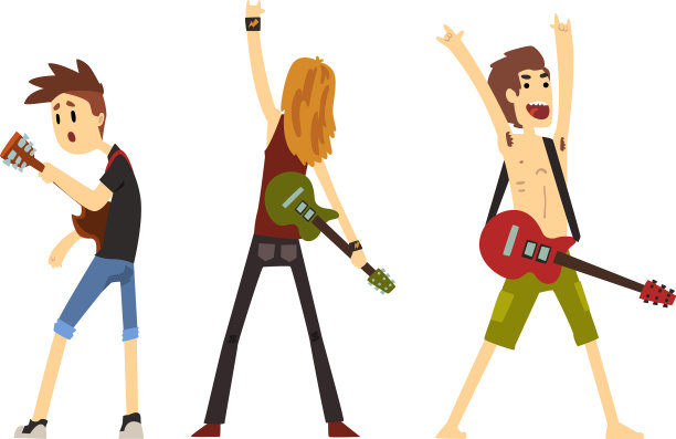摇滚音乐家滑稽的摇滚角色演奏图片下载