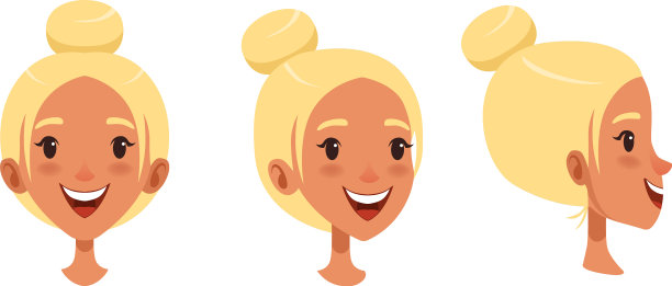 可爱的微笑金发女孩设置不同的看法图片下载