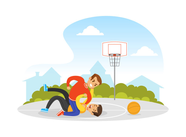 两个男孩在篮球场上打架图片下载