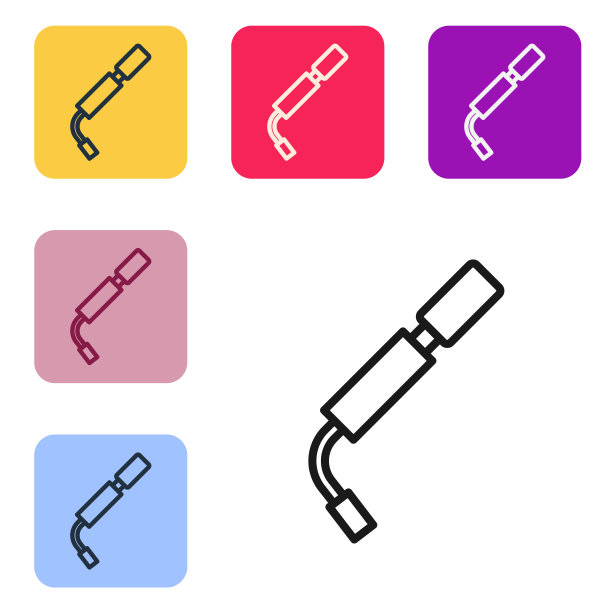 黑色线自行车气泵图标隔离在白色背景。设置图标的颜色方形按钮。向量图片下载