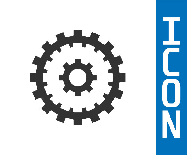 灰色自行车盒式山地自行车图标孤立在白色背景。后自行车链轮。带链条的链环曲柄套。向量图片下载