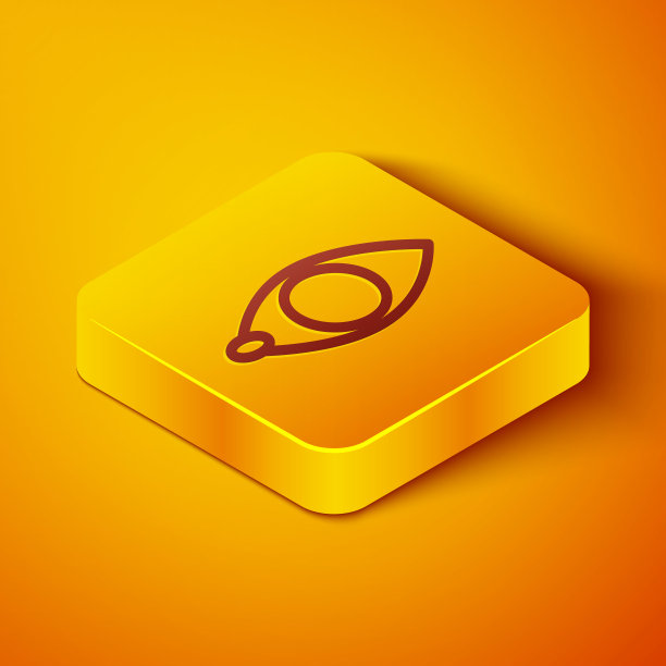 等距线盲图标隔离在橙色背景。盲目的迹象。黄色正方形按钮。向量图片下载