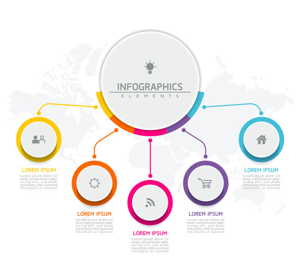 矢量插图信息图设计模板，业务信息，演示图表，5个选项或步骤。图片下载