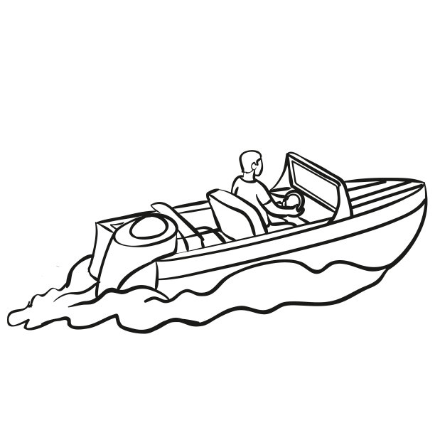 素描人操纵着一本摩托艇涂色书图片下载