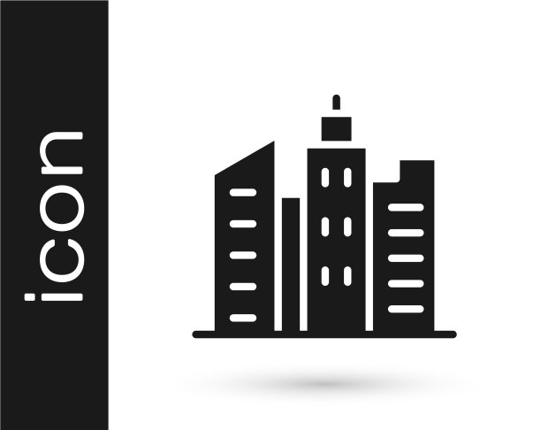 灰色的城市景观图标孤立在白色图片下载