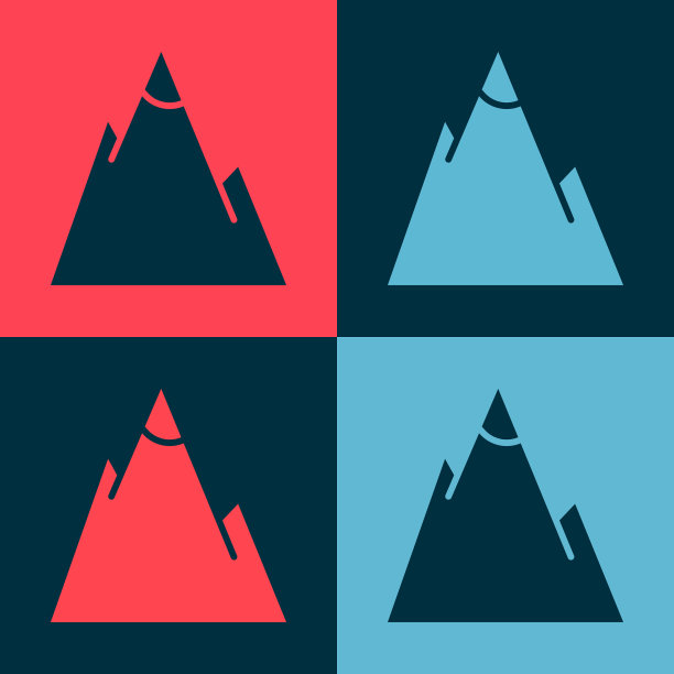 波普艺术山图标孤立的颜色图片下载