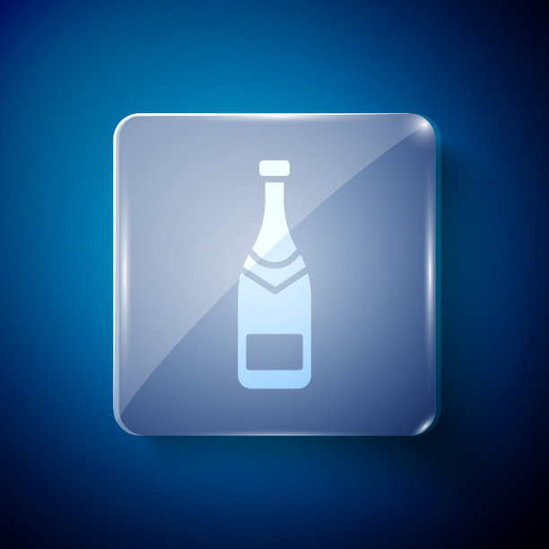 白色香槟瓶图标孤立在蓝色图片下载