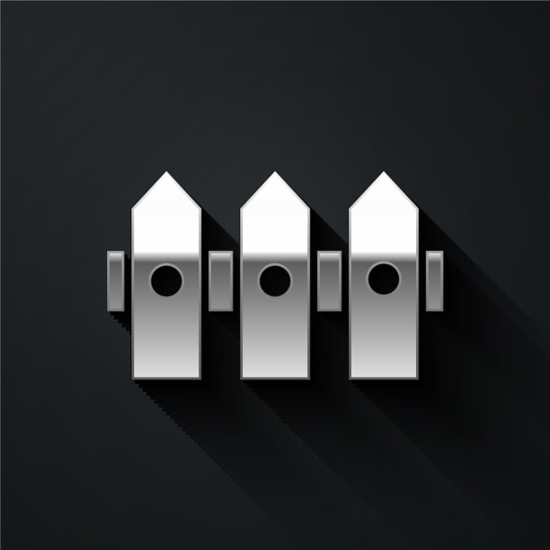 银色花园栅栏木制图标孤立在黑色图片下载