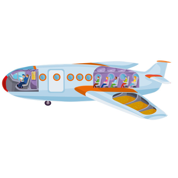 飞机里面有乘客、飞行员和坦克图片下载