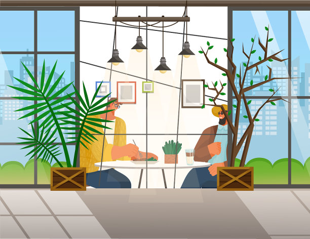 朋友们正坐在咖啡馆或餐馆里图片下载