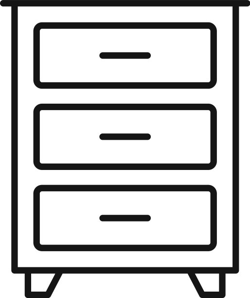 房间木抽屉图标轮廓风格图片下载