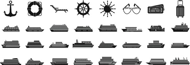 邮轮图标设置简单的风格图片下载