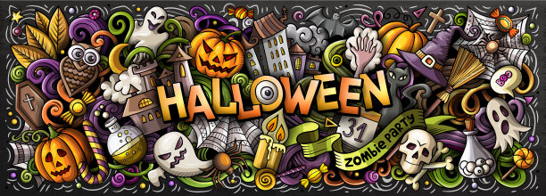 万圣节快乐手绘卡通涂鸦图片下载