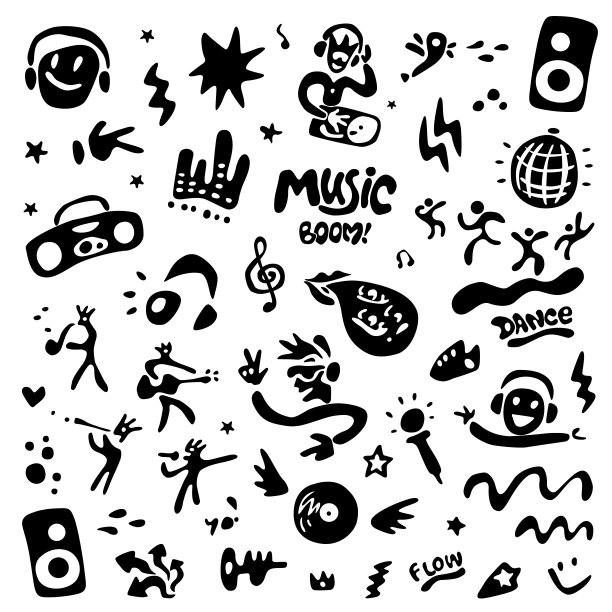 音乐涂鸦，矢量图形图标图片下载