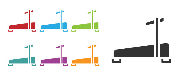 黑色跑步机图标孤立在白色图片下载