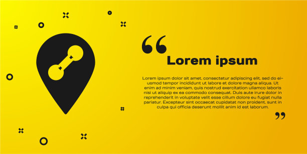 黑色位置健身房图标孤立黄色图片下载