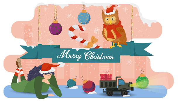 扁平为圣诞节和新年设计小图片下载