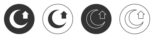 黑月亮图标孤立在白色背景图片下载