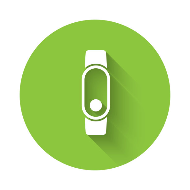 白色智能手表图标孤立与长影子图片下载