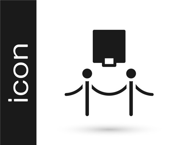 黑色画框与绳索障碍图标隔离图片下载