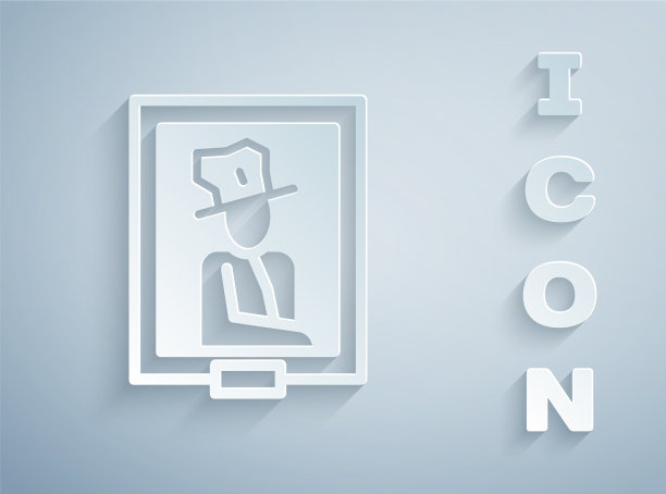 剪纸人像图片在博物馆图标孤立图片下载