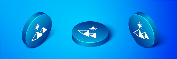 等距埃及金字塔图标孤立在蓝色图片下载