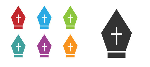 黑色教皇帽图标孤立在白色背景图片下载