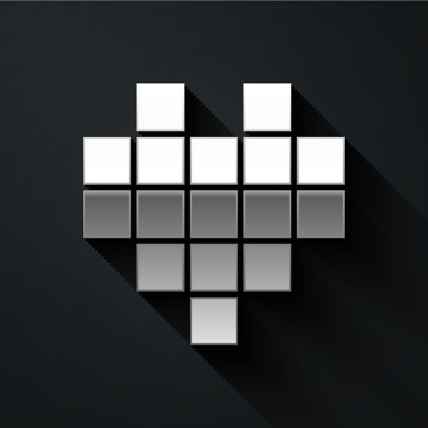 银色像素的心为游戏图标隔离图片下载